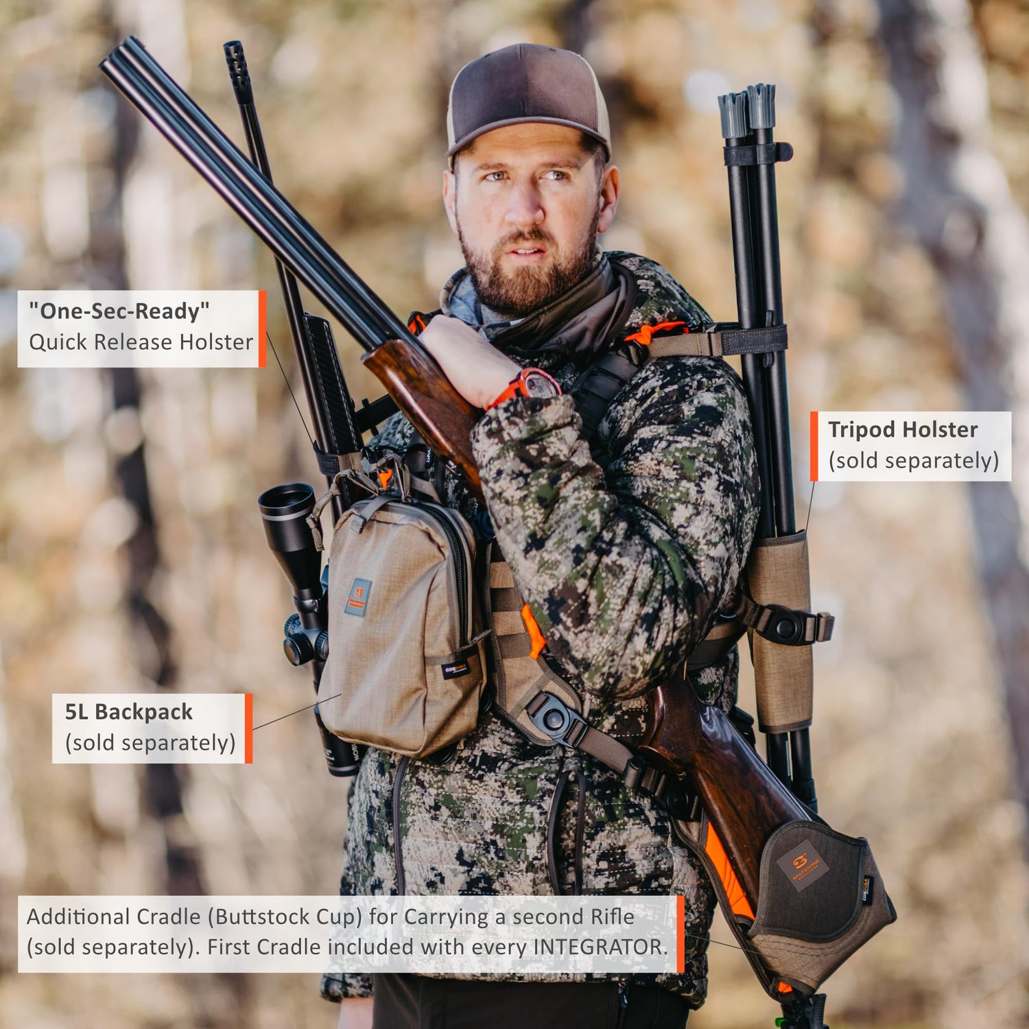 Chest Pack in combination with Rifle Holster and a Hunting Vest - the Integrator by Saltstone